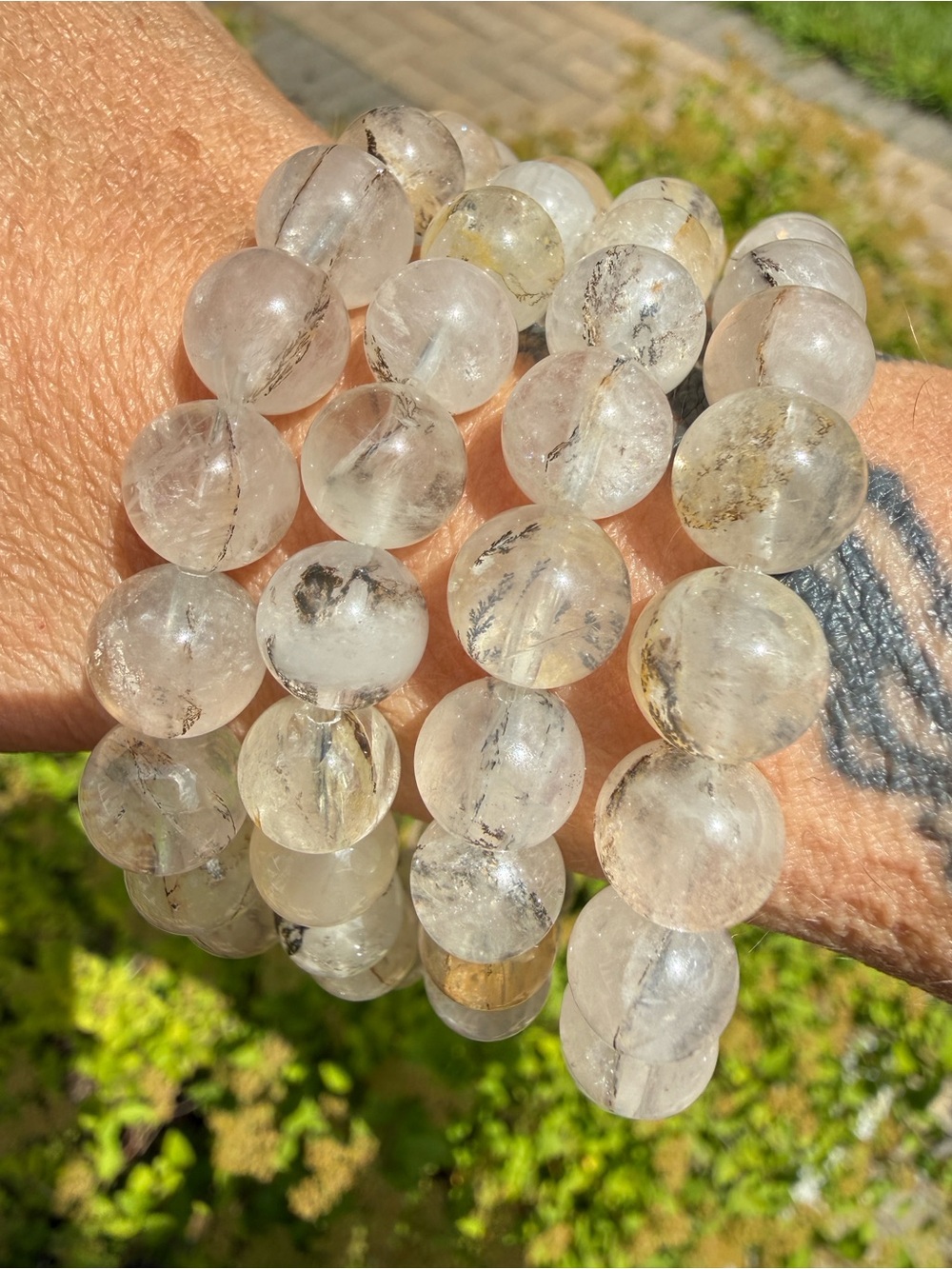 8mm  Dendritic Quartz Beaded Bracelet